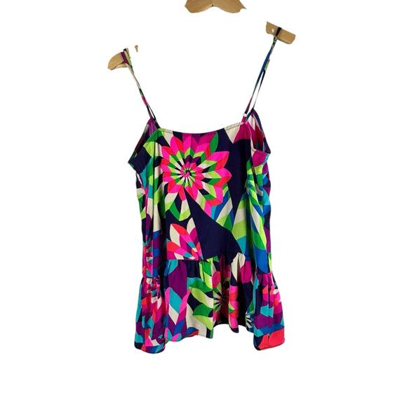 Julie Brown NYC Colorful Mod Silk Peplum Preppy Tank Size Small - Picture 2 of 6